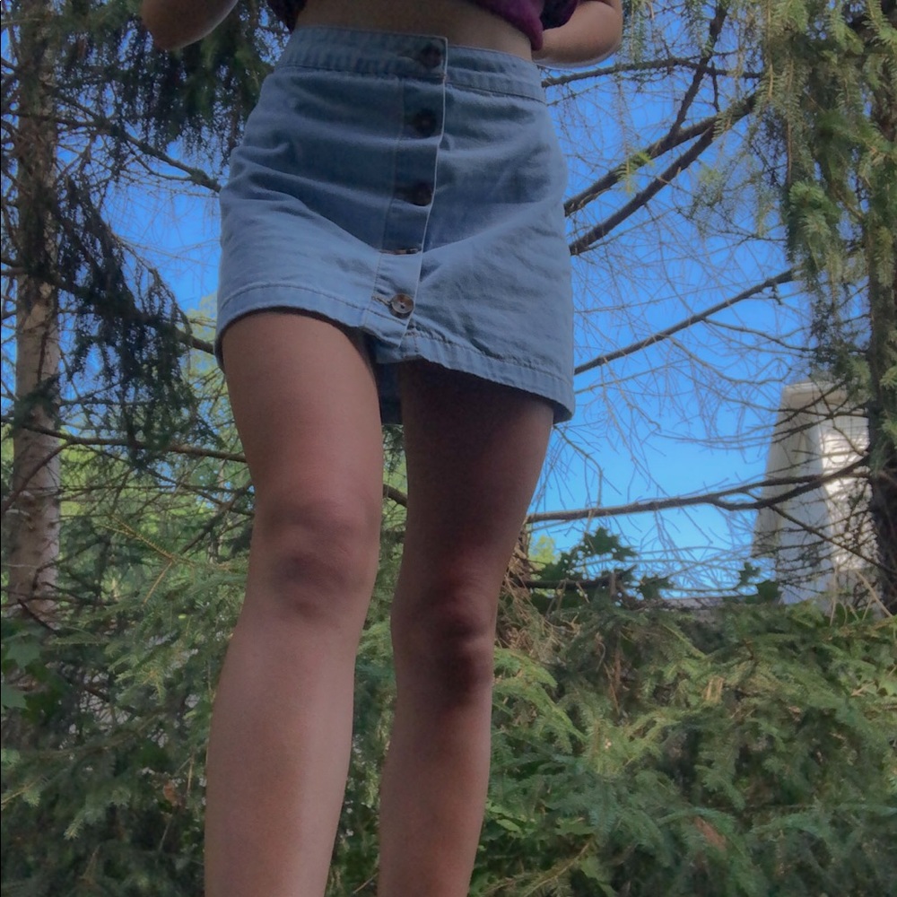 Button Up Light Wash Denim Skirt